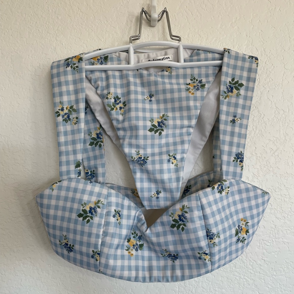 Like new Reformation blue checker and floral bikini. Size medium.